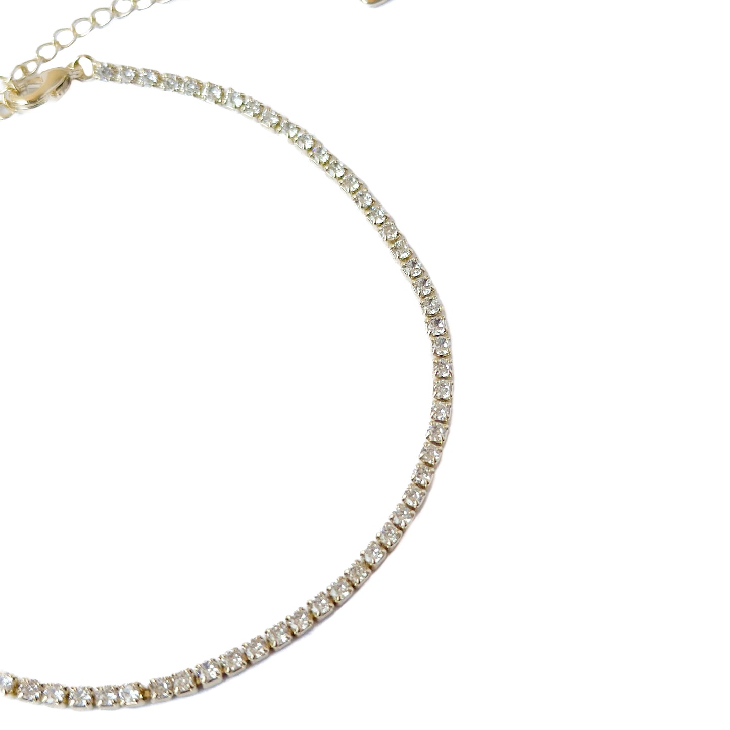TOBILLERA ORO LAMINADO PIEDRA BLANCA