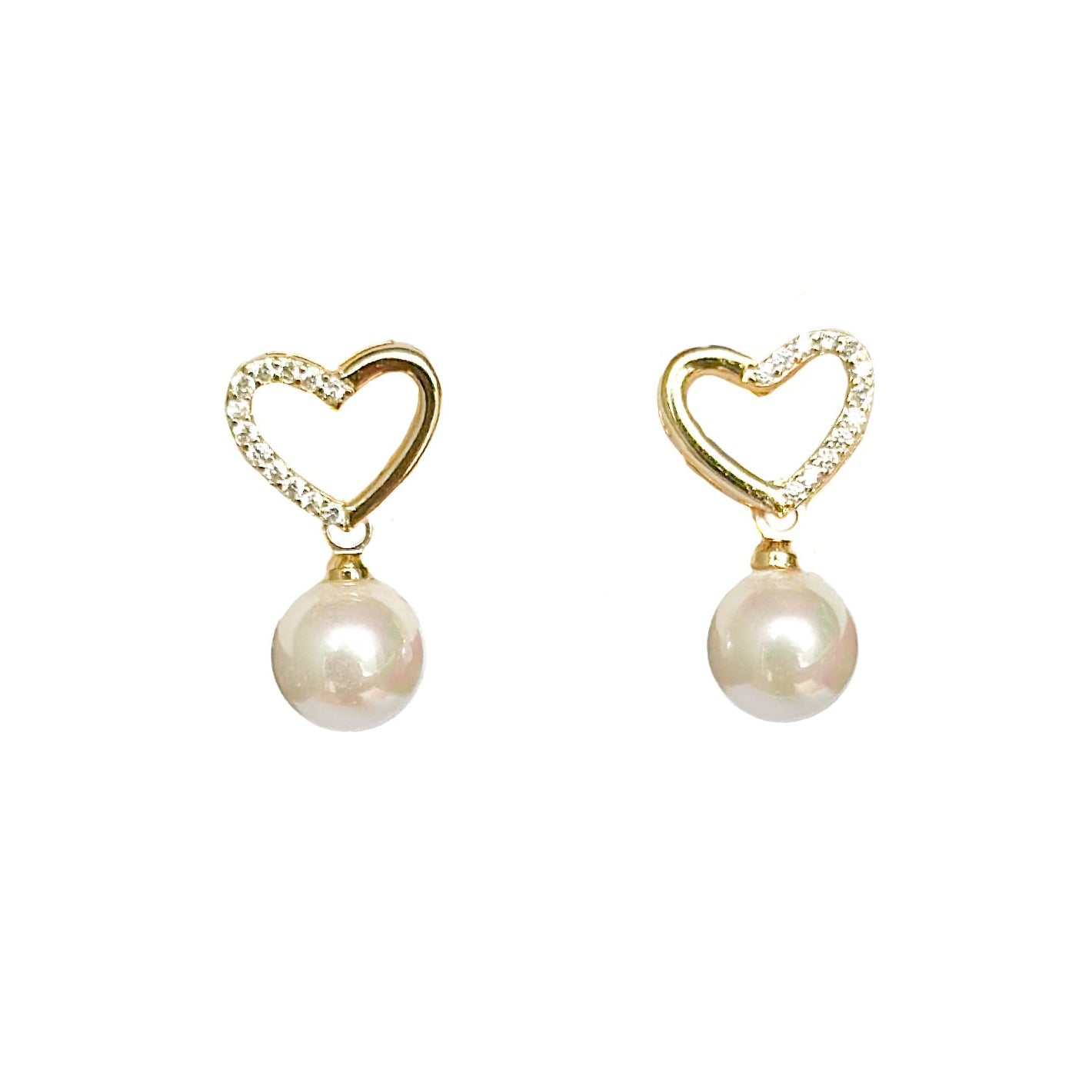 ARETE ORO LAMINADO CORAZON CON PERLA COLGANTE