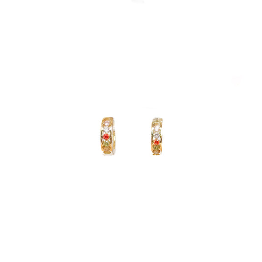 HUGGIES ORO LAMINADO PIEDRAS REDONDAS COLORES