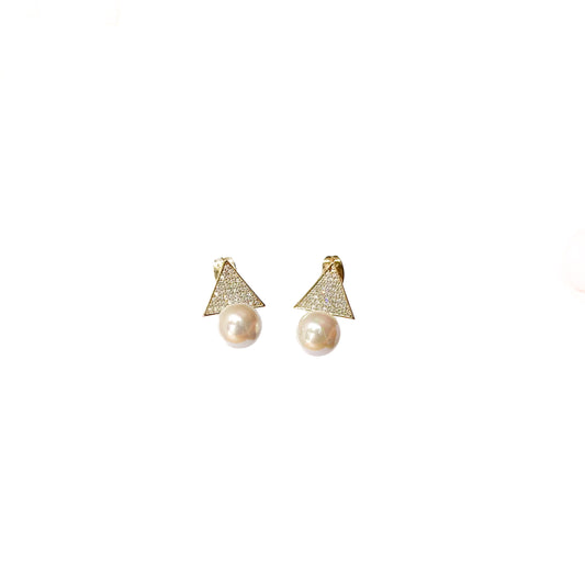 ARETE ORO LAMINADO PERLA Y TRIANGULO
