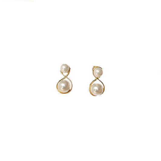 ARETE ORO LAMINADO DOBLE PERLA