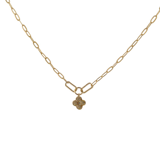 GARGANTILLA ORO LAMINADO TREBOL COLGANTE