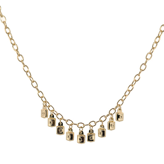 GARGANTILLA ORO LAMINADO CANDADOS COLGANTES