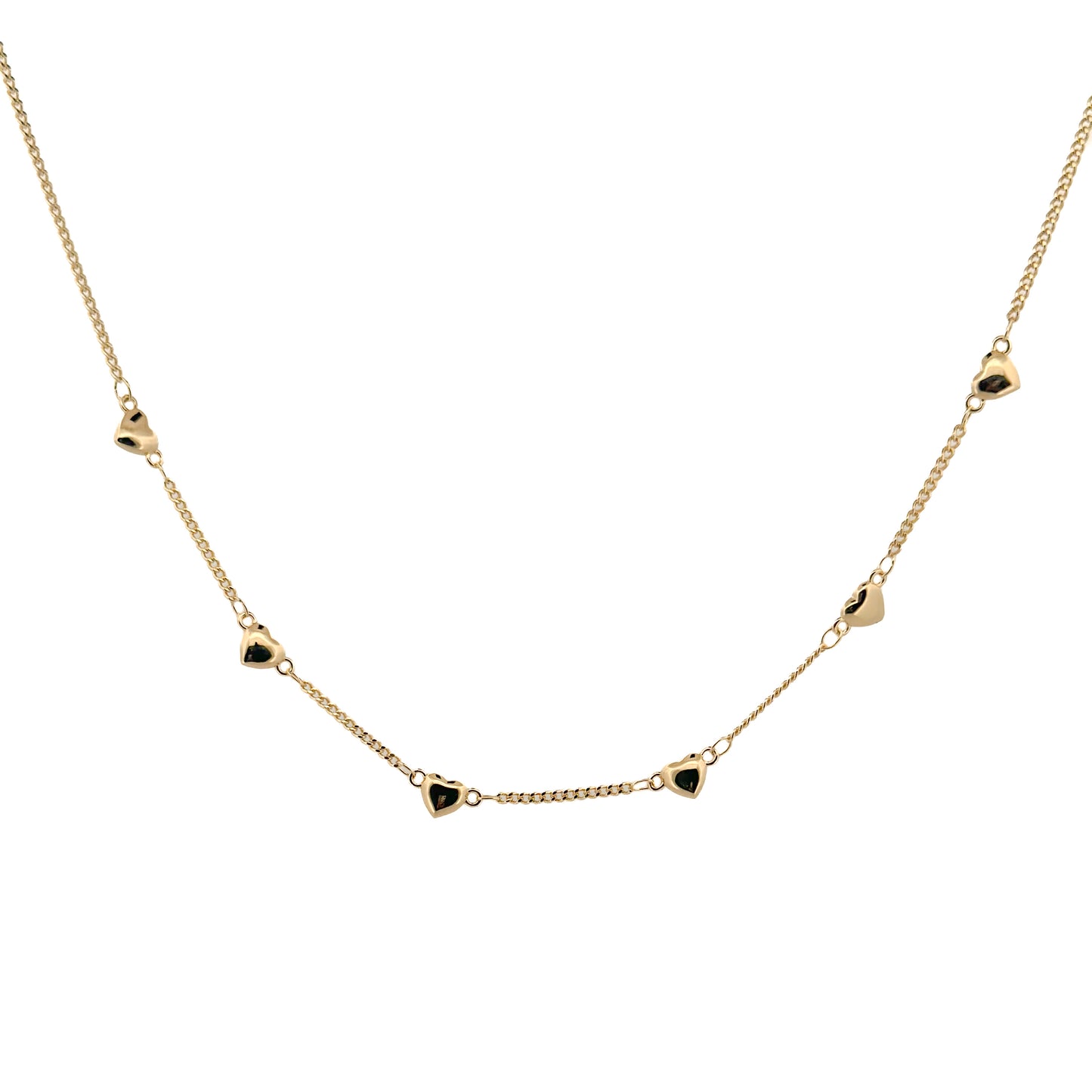 GARGANTILLA ORO LAMINADO CORAZONES INCRUSTADOS