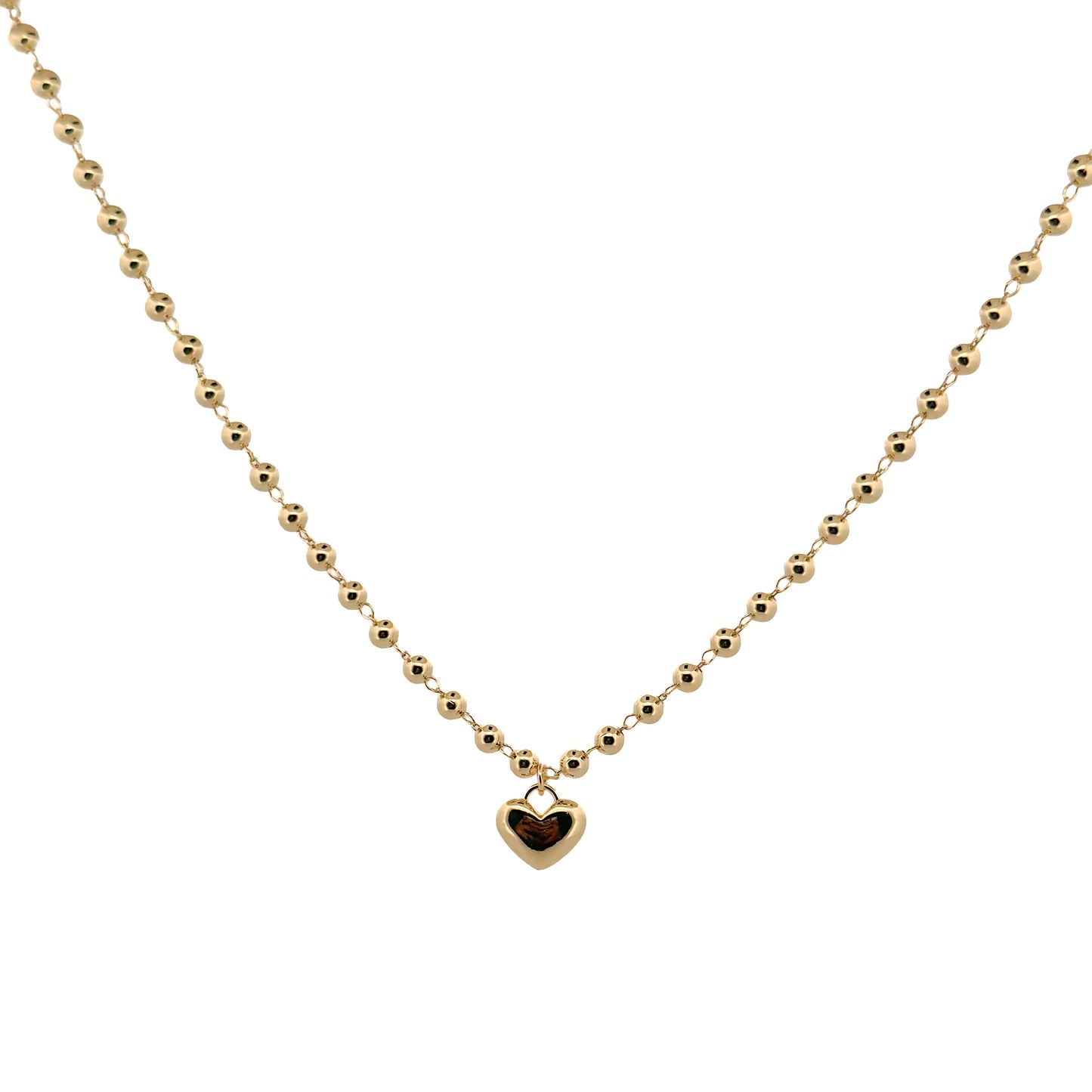 GARGANTILLA ORO LAMINADO ESFERAS LISAS CORAZON INFLADO