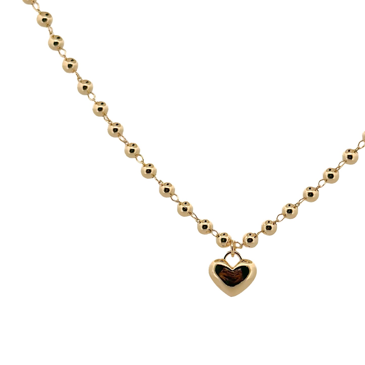 GARGANTILLA ORO LAMINADO ESFERAS LISAS CORAZON INFLADO