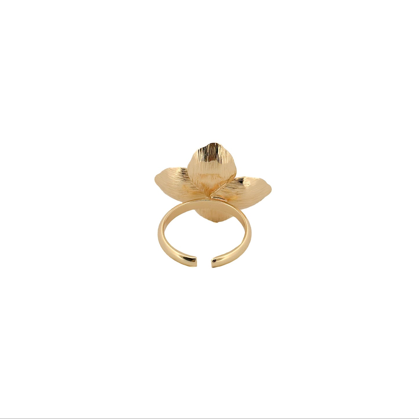 ANILLO ORO LAMINADO CUATRO PETALOS AJUSTABLE