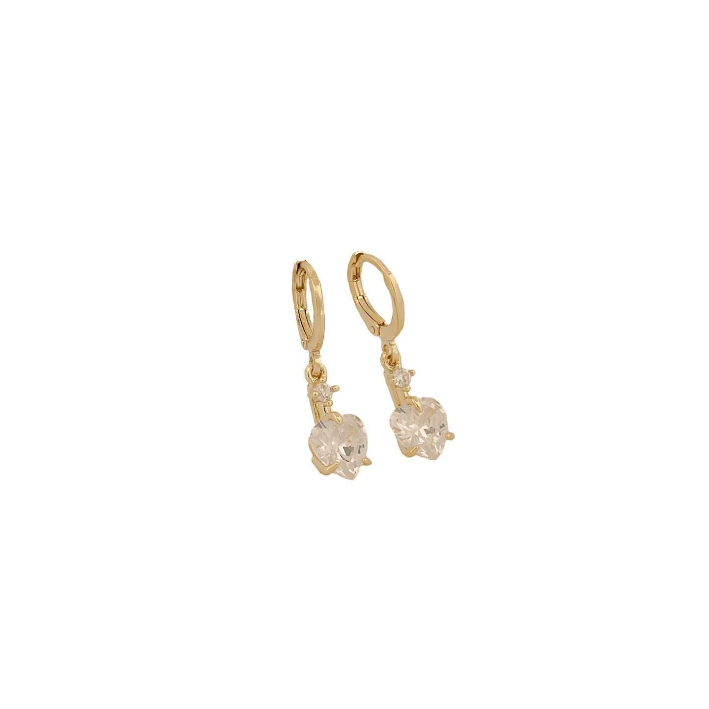 HUGGIE ORO LAMINADO CORAZON PIEDRA BLANCA